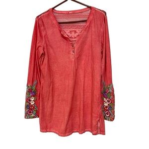 Aratta Red Embroidered Blouse